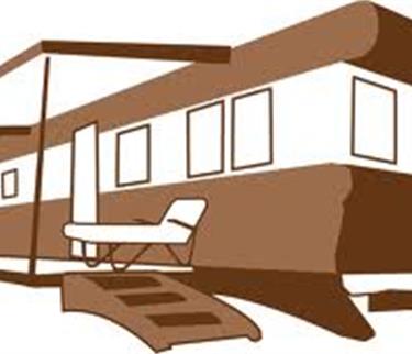 A brown mobile home.
