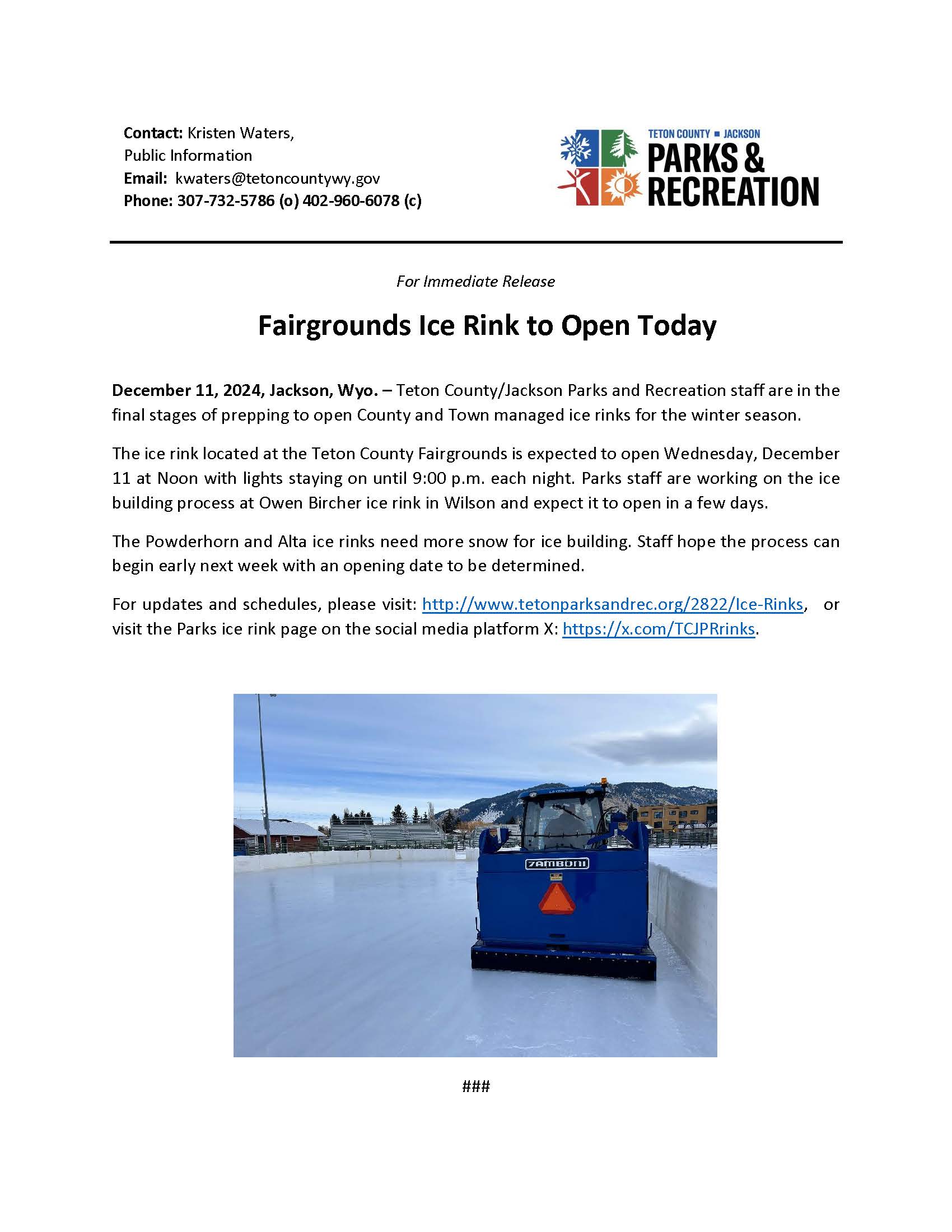 Fairgrounds Ice Rink to Open for Winter 2024