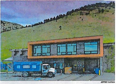 Drawing of truck in front of new Integrated Solid Waste and Recycling building